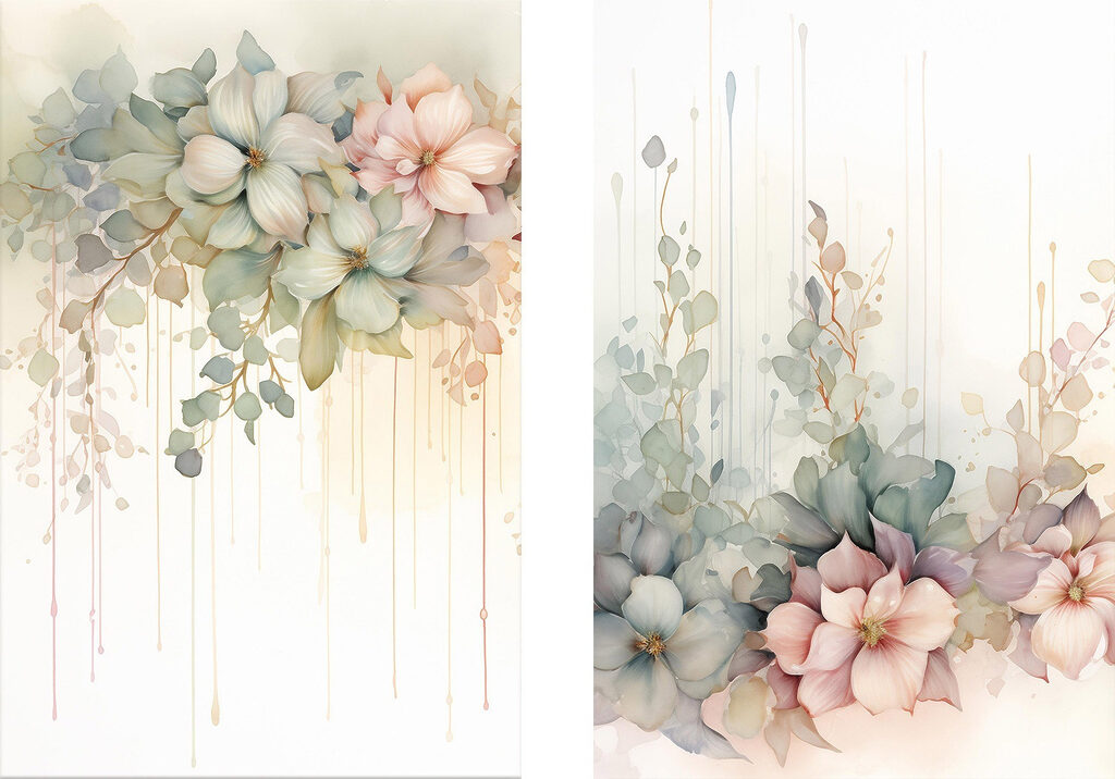Schilderij van bloemen op een witte achtergrond — volledig ontwerp