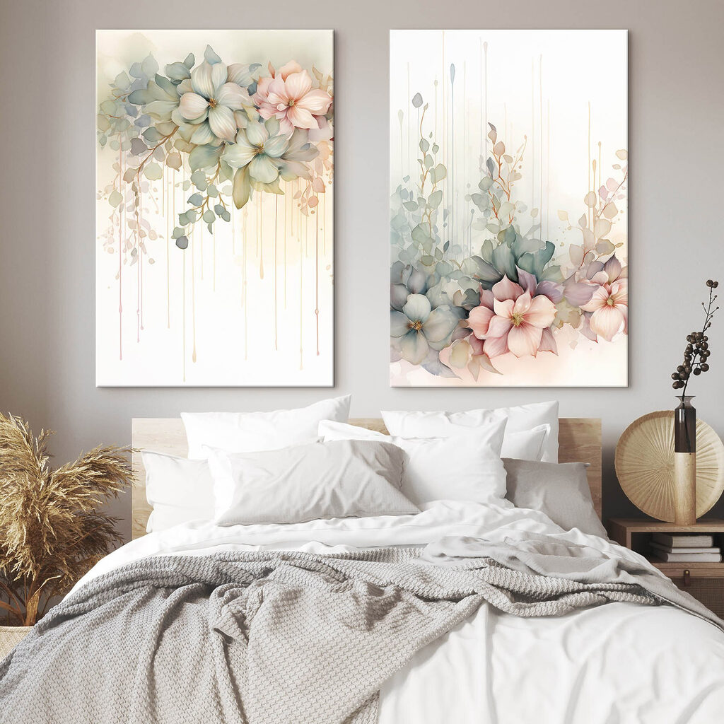 Schilderij van bloemen op een witte achtergrond — interieur 1