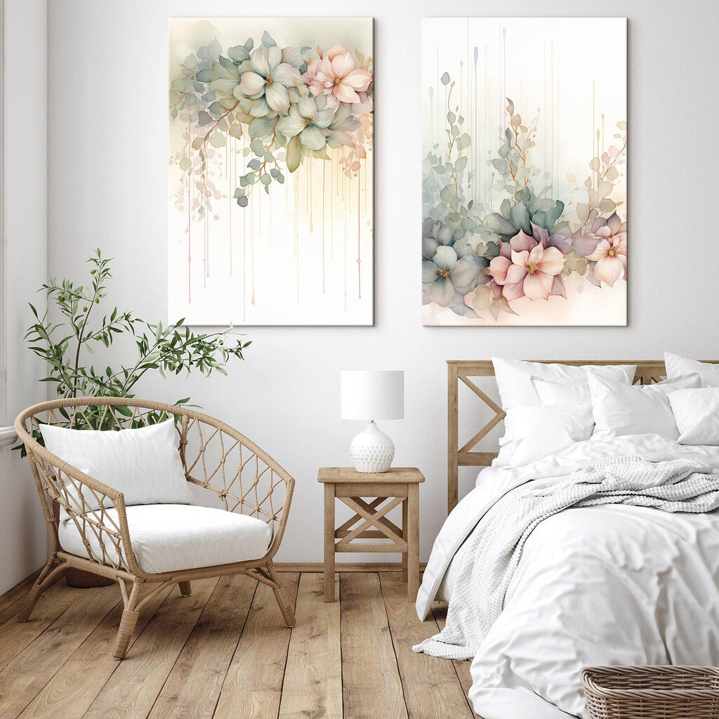 Schilderij van bloemen op een witte achtergrond — interieur 2