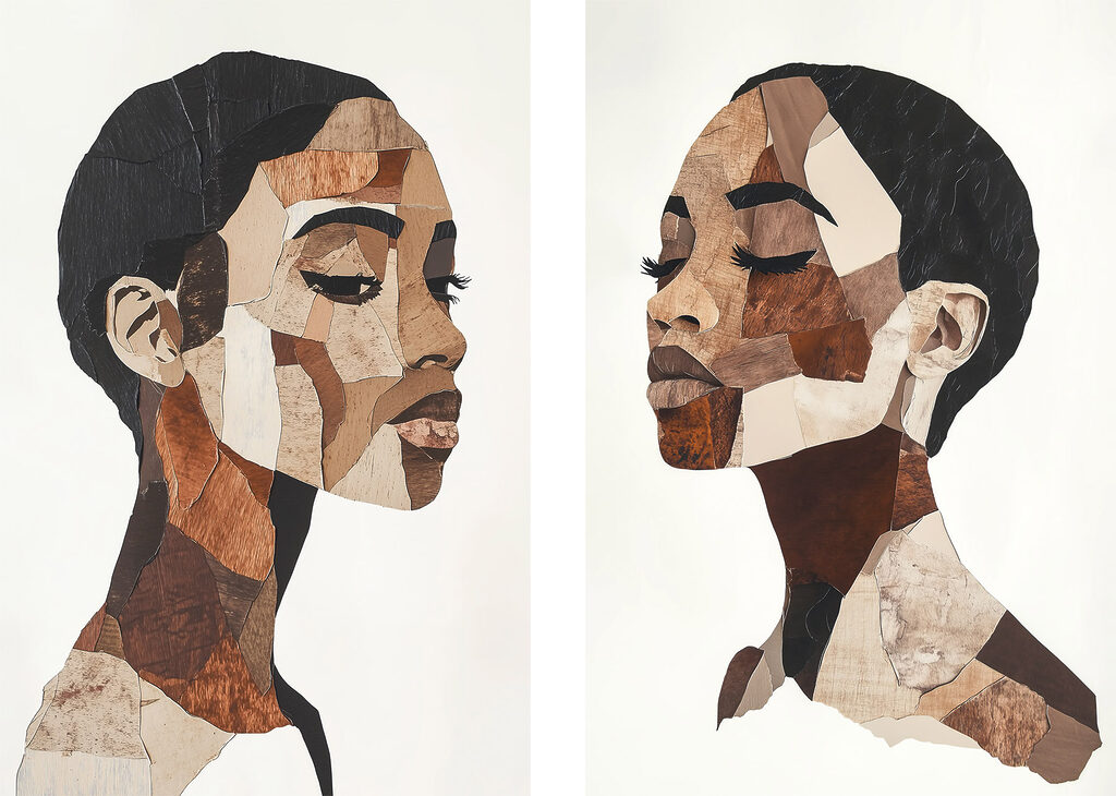 Collage van het gezicht van een vrouw — volledig ontwerp