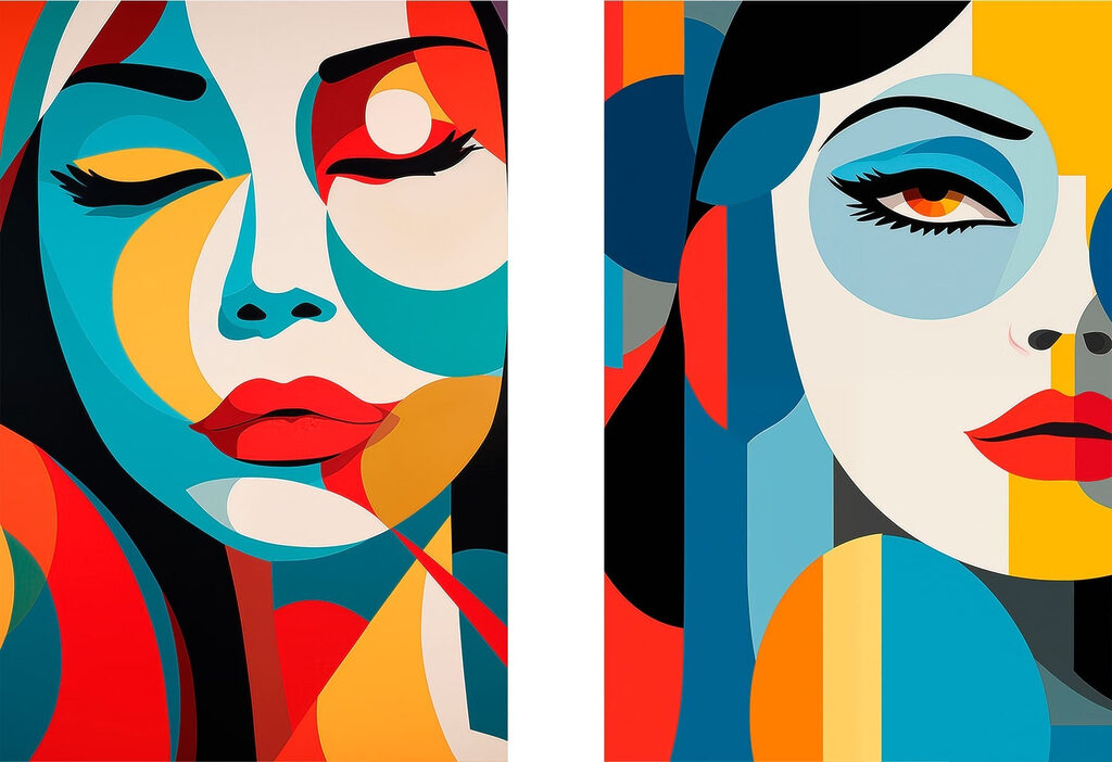 Collage van het gezicht van een vrouw — volledig ontwerp
