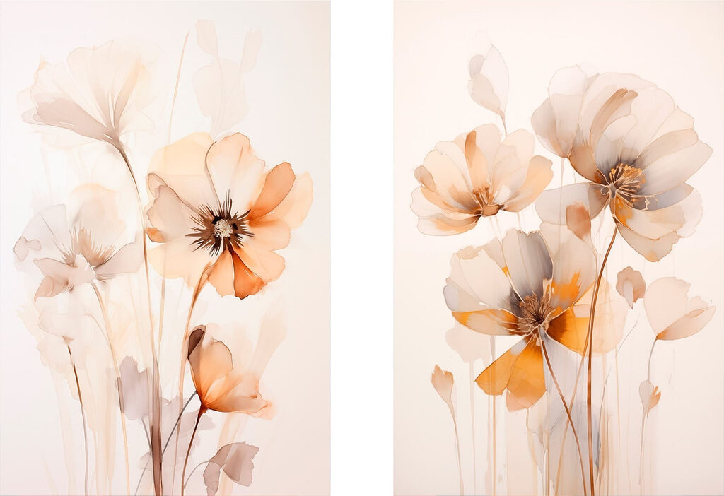 Schilderij van bloemen op een witte ondergrond — volledig ontwerp