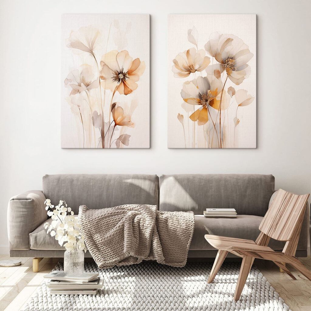 Schilderij van bloemen op een witte ondergrond — interieur 2
