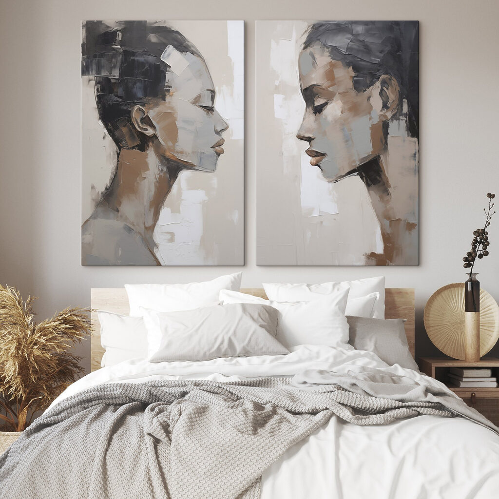 Schilderij van een vrouw in een interieur