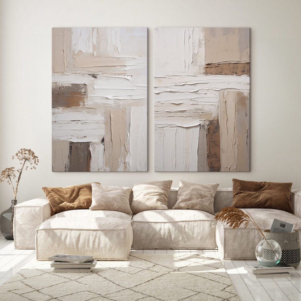 Collage van witte en bruine verf — interieur 2