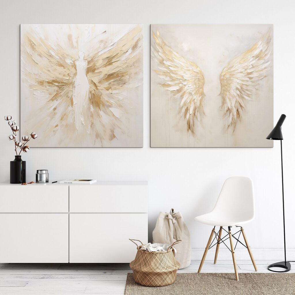 Hemelse vleugels die rust omarmen in een interieur