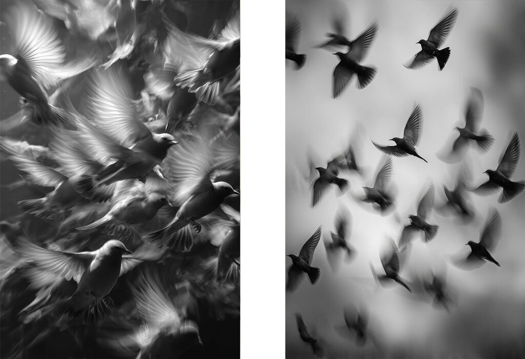 Collage van vliegende vogels — volledig ontwerp
