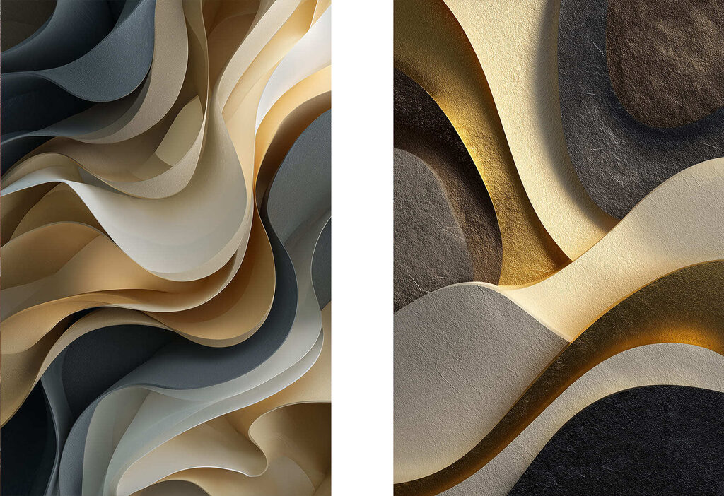 Vloeiende vormen in harmonieuze kleuren — volledig ontwerp