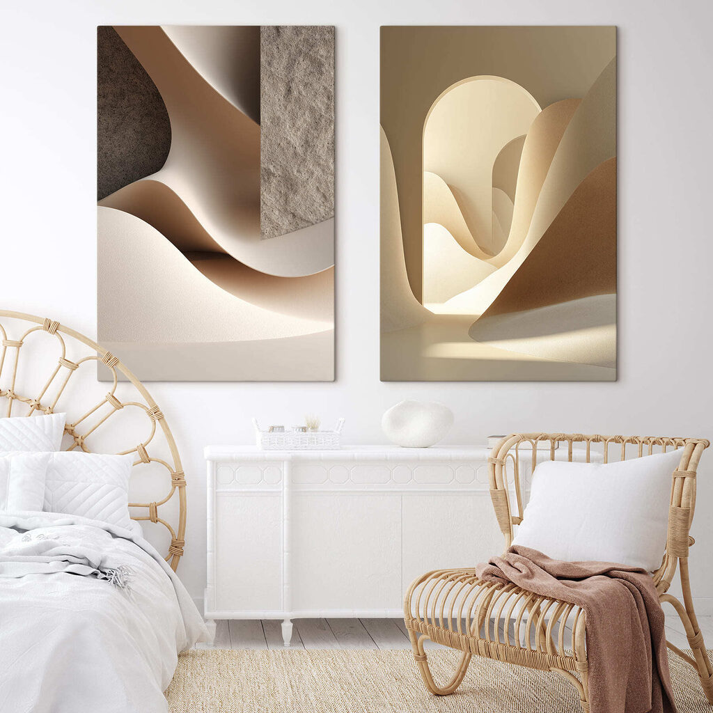 Collage van een kamer met een gebogen voorwerp — interieur 2