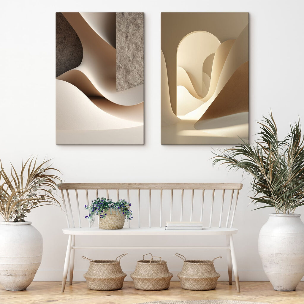 Collage van een kamer met een gebogen voorwerp — interieur 1