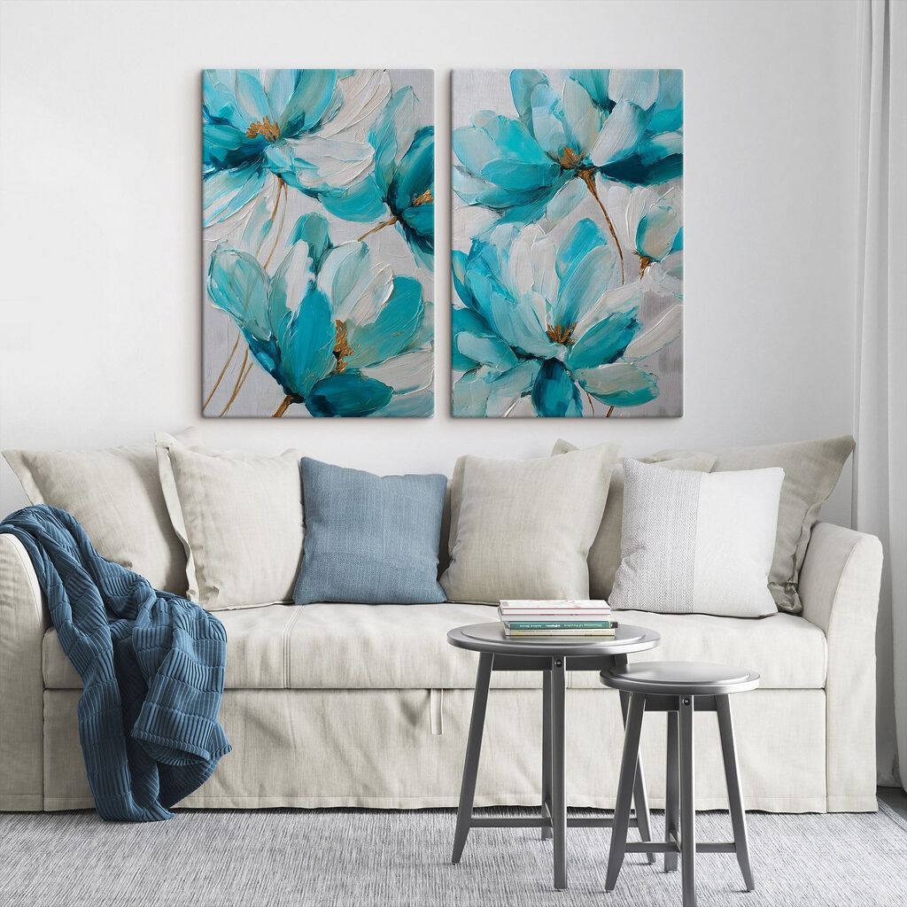 Levendige bloesems in zachte blauwe tinten — interieur 2