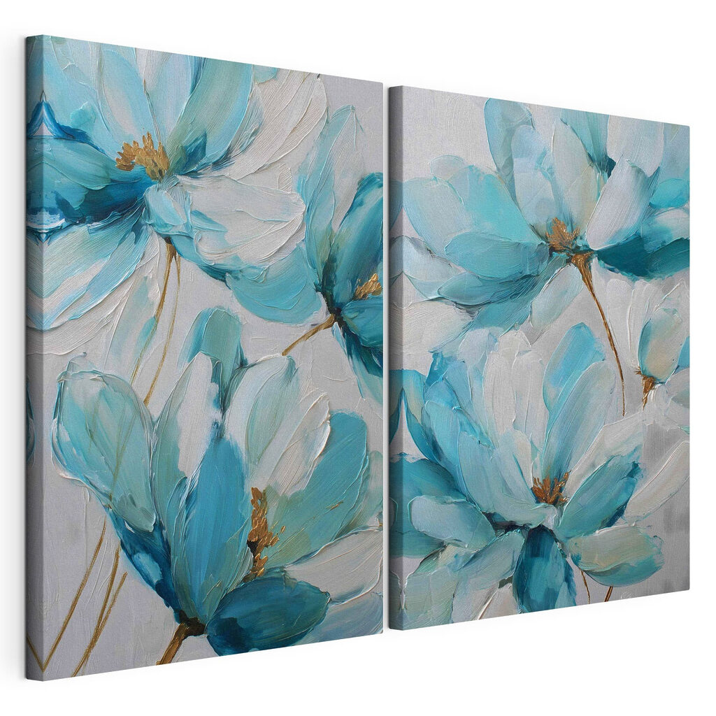 Levendige bloesems in zachte blauwe tinten — productweergave