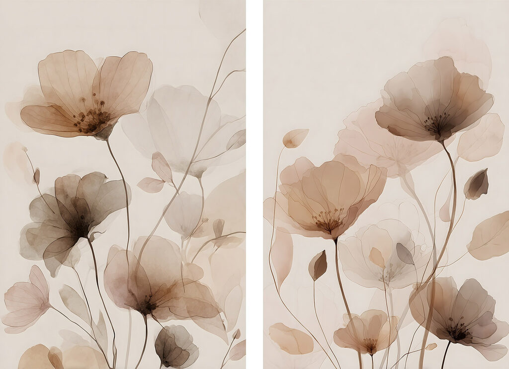 Zachte bloemen in subtiele tinten — volledig ontwerp