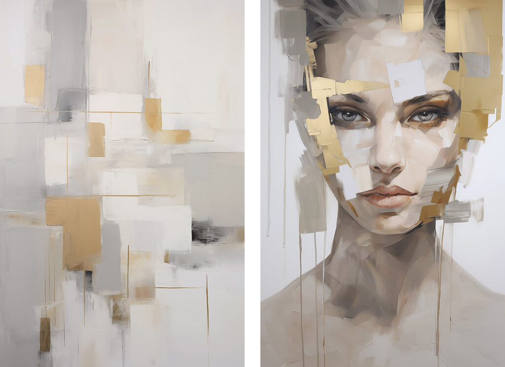 Schilderij van het gezicht van een vrouw — volledig ontwerp