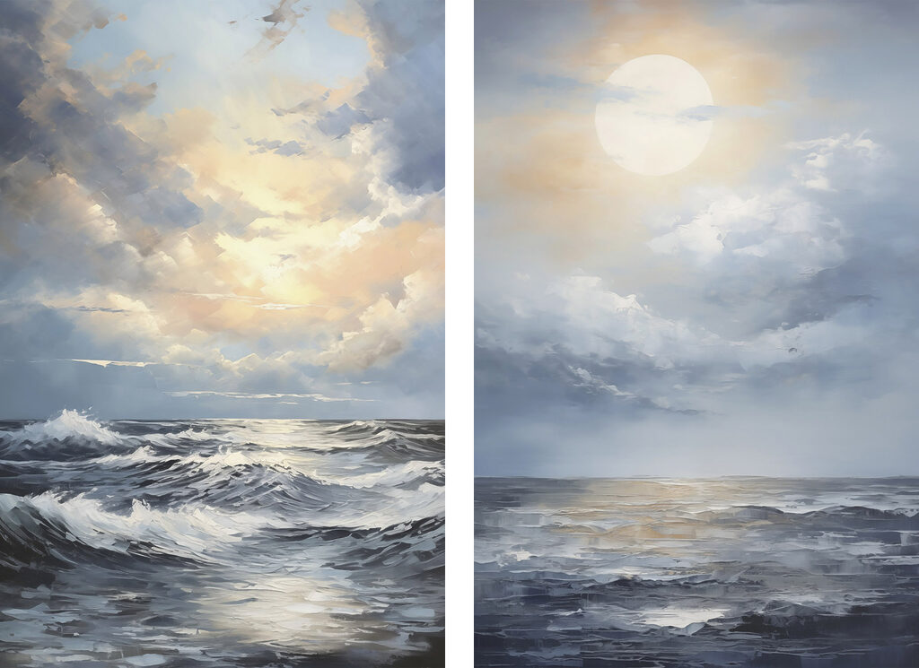 Schilderij van de zee en de zon — volledig ontwerp