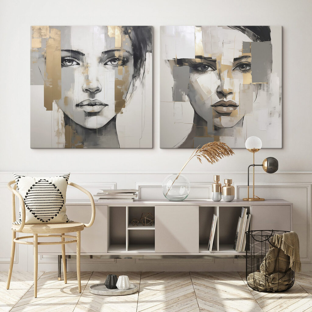 Schilderij van het gezicht van een vrouw — interieur 1