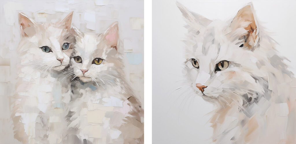 Twee schilderijen van katten — volledig ontwerp