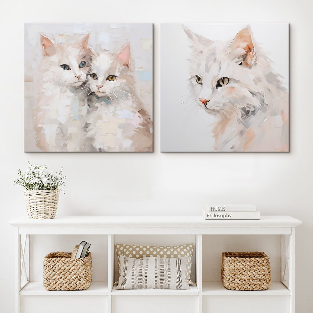 Twee schilderijen van katten — interieur 1