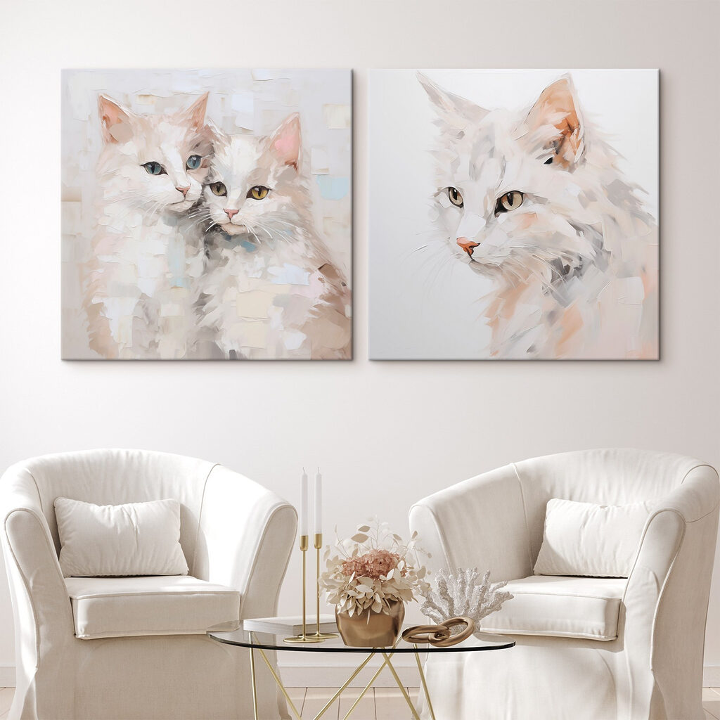 Twee schilderijen van katten — interieur 2
