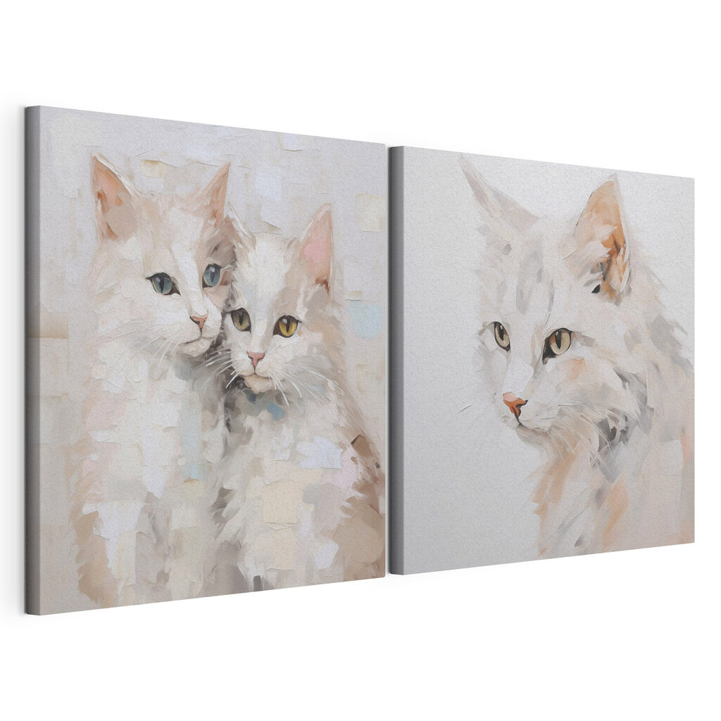 Twee schilderijen van katten — productweergave