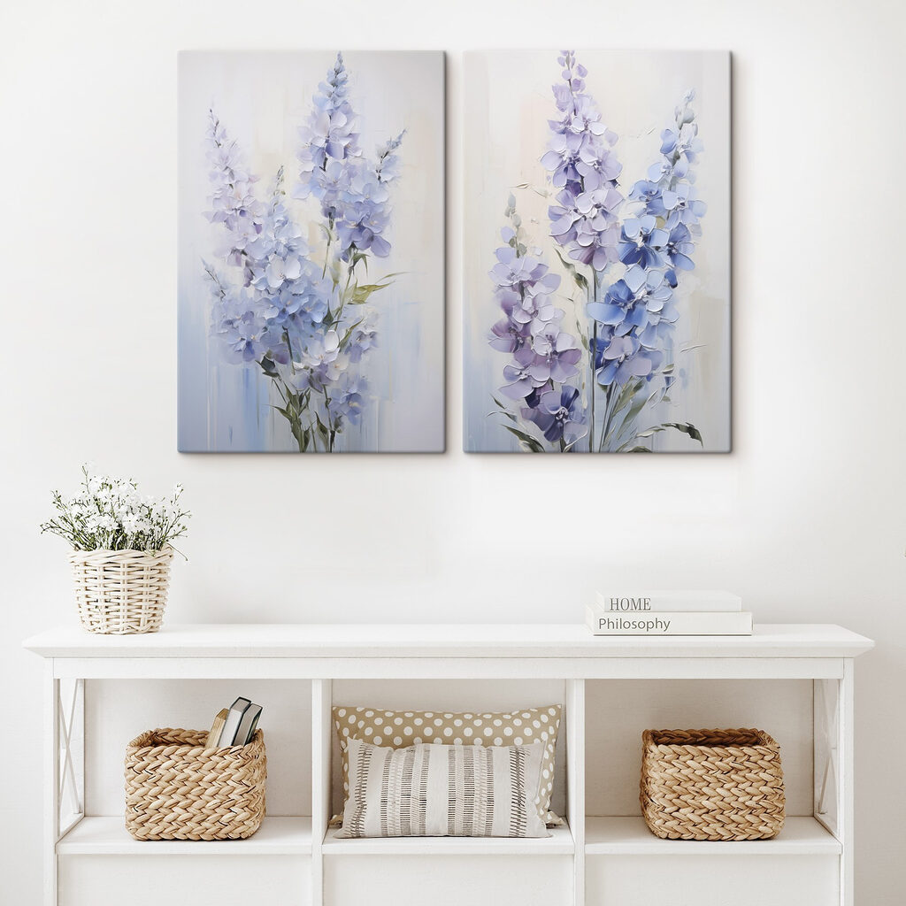 Schilderij van bloemen op een witte achtergrond — interieur 2