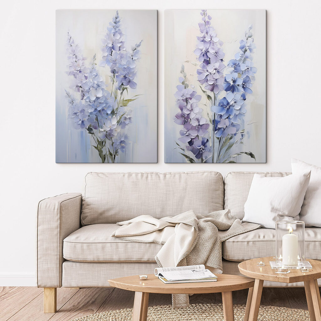 Schilderij van bloemen op een witte achtergrond — interieur 1