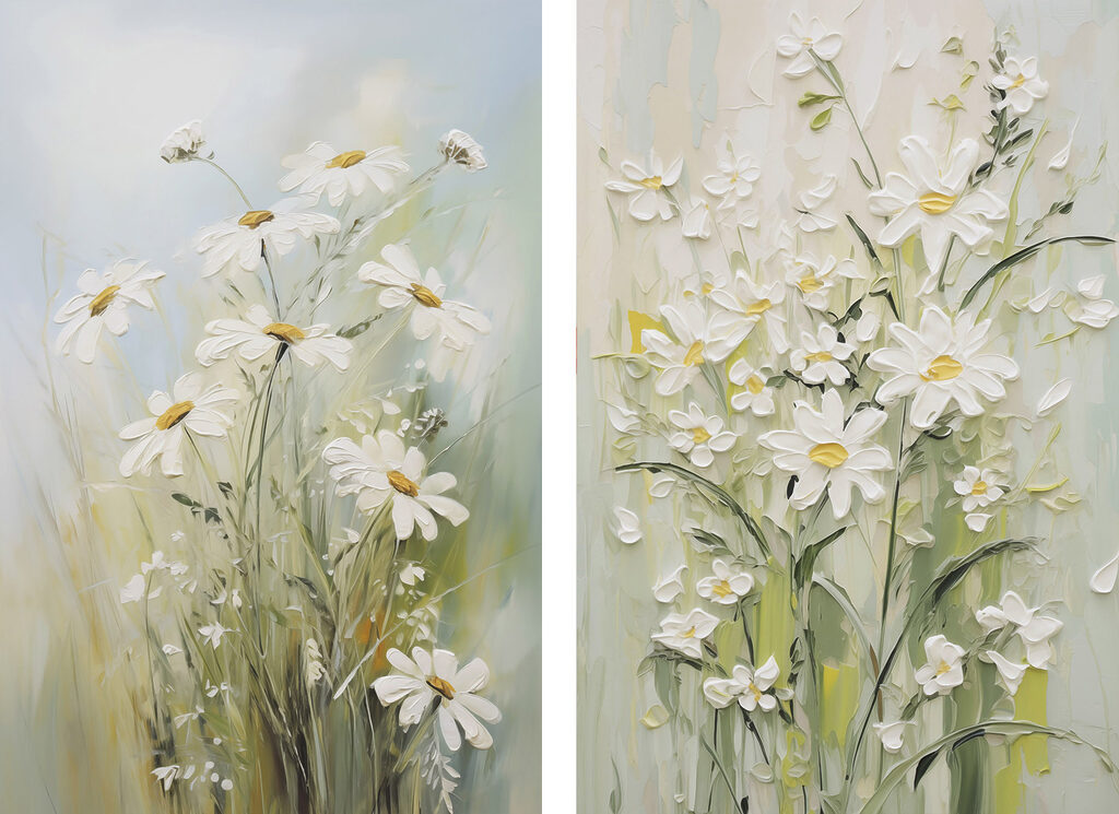 Schilderij van bloemen op doek — volledig ontwerp