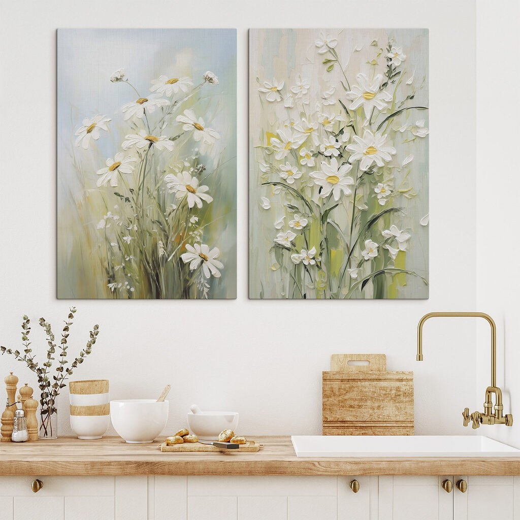 Schilderij van bloemen op doek — interieur 1