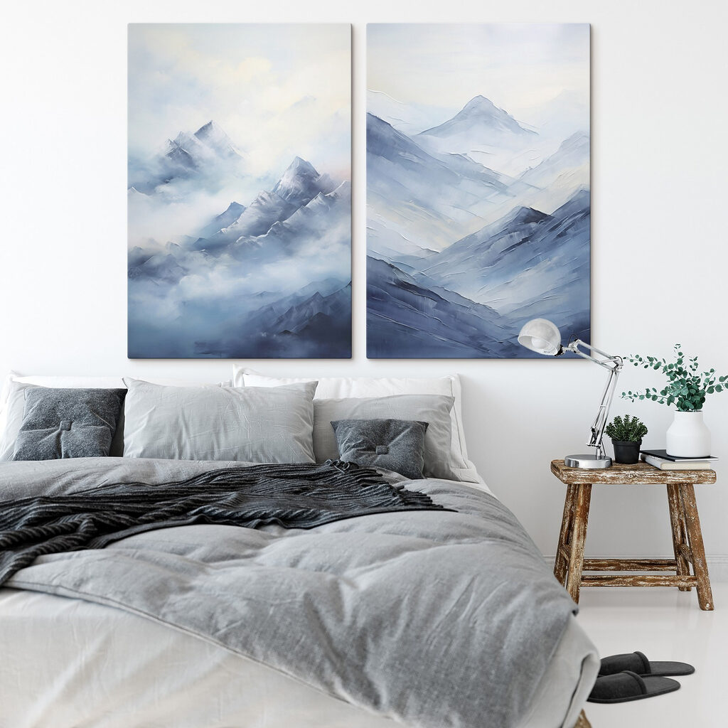 Schilderij van bergen in de mist — interieur 1