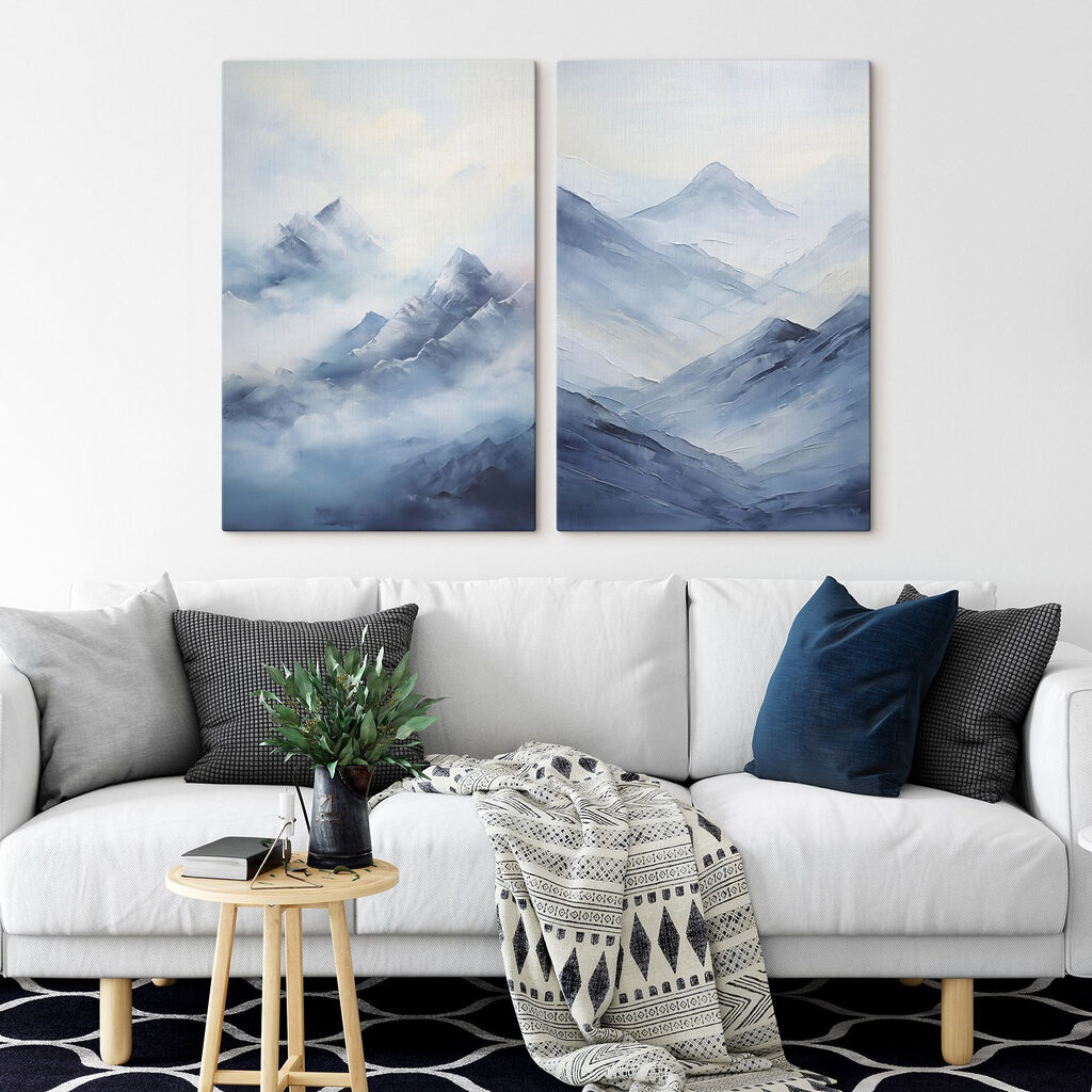Schilderij van bergen in de mist — interieur 2