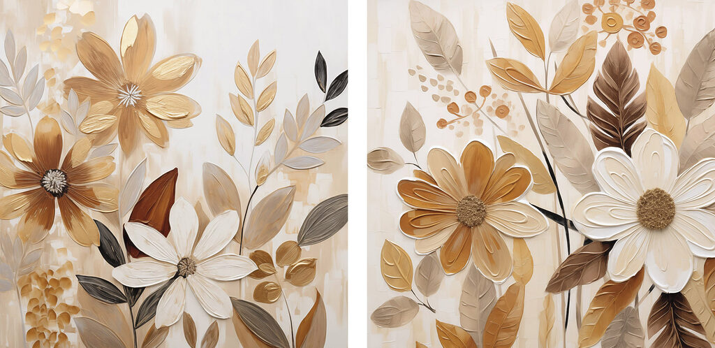 Schilderij van bloemen en bladeren — volledig ontwerp