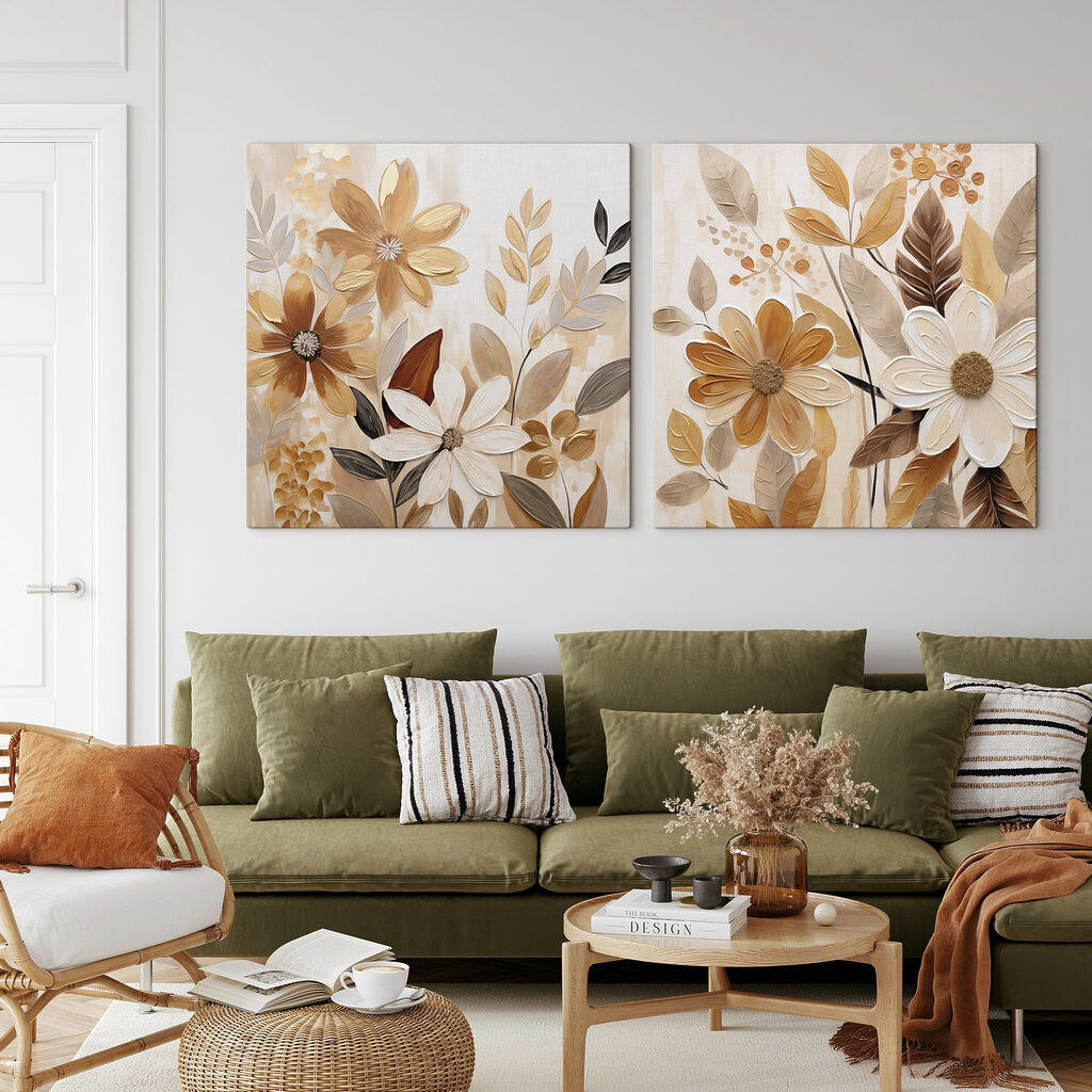 Schilderij van bloemen en bladeren — interieur 1