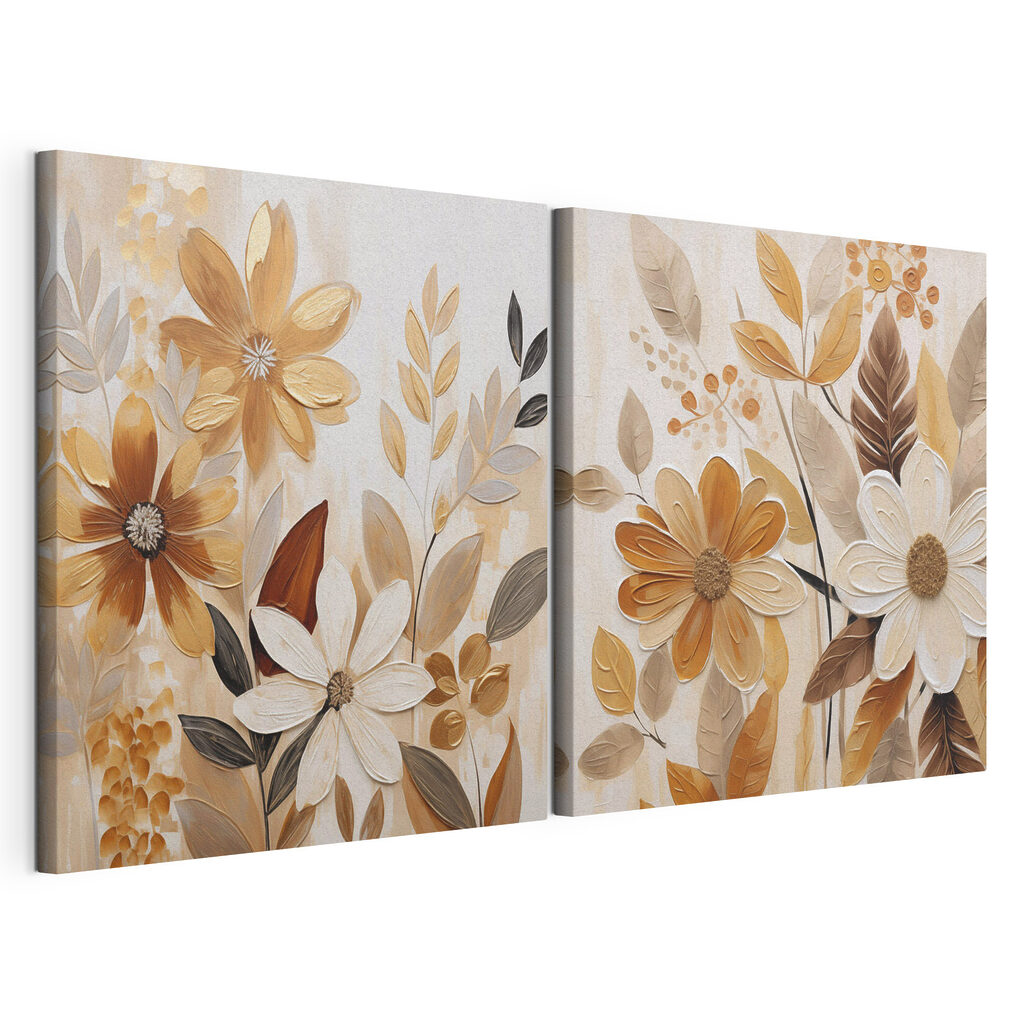 Schilderij van bloemen en bladeren — productweergave