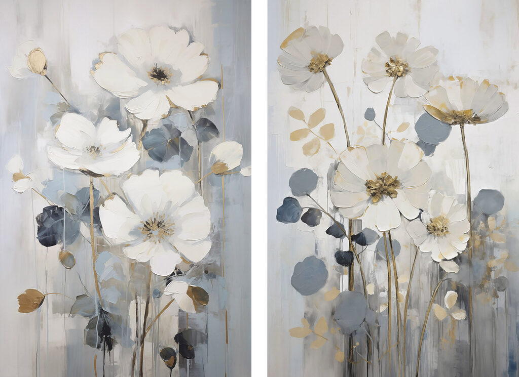 Schilderij van bloemen en bladeren — volledig ontwerp