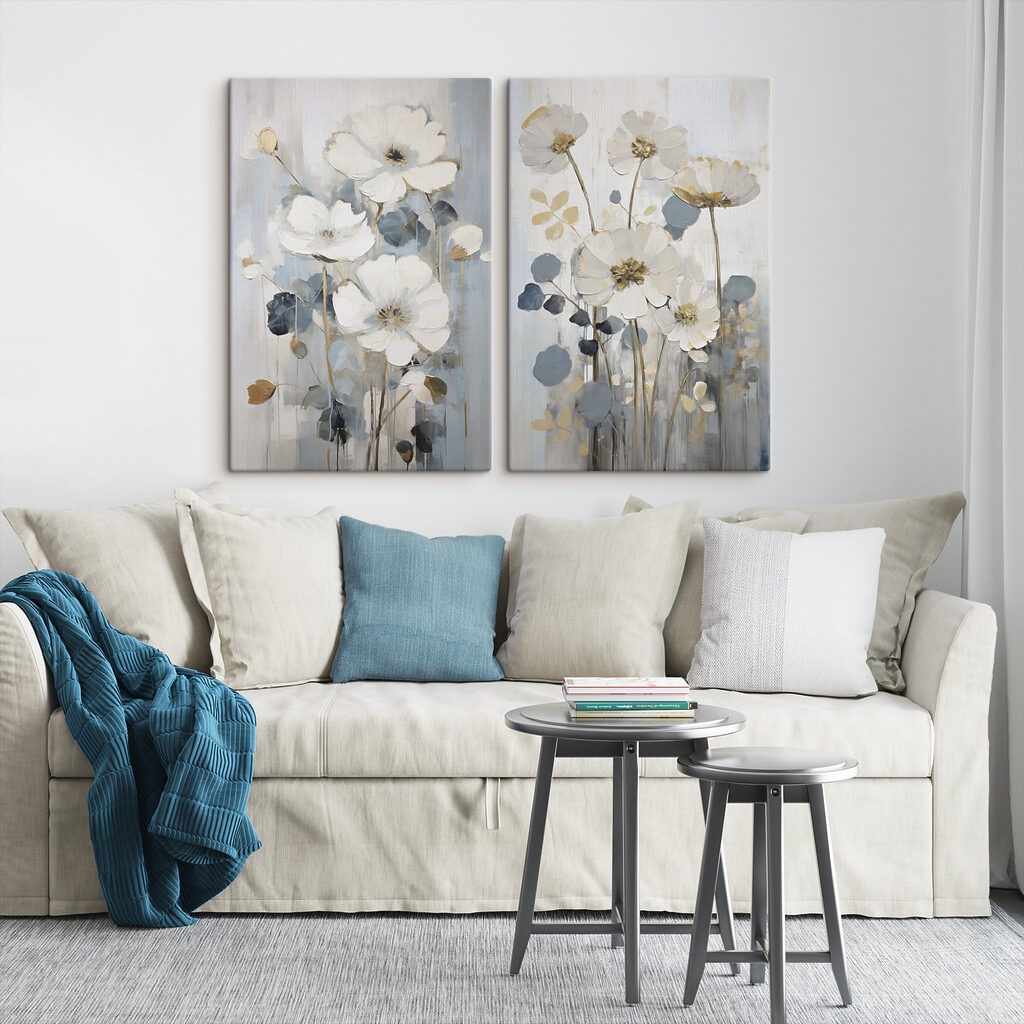 Schilderij van bloemen en bladeren — interieur 2