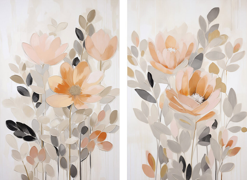 Schilderij van bloemen en bladeren — volledig ontwerp