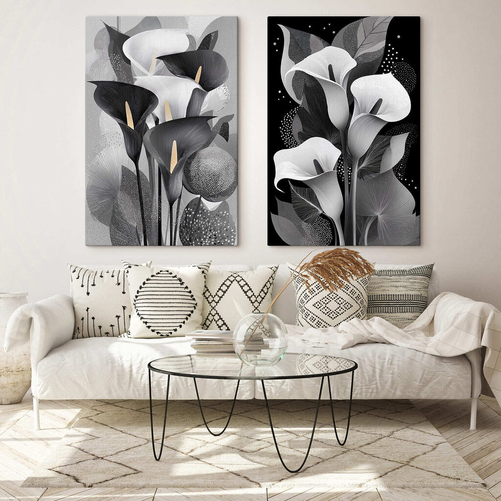 Verfijnde bloemen in monochrome elegantie in een interieur