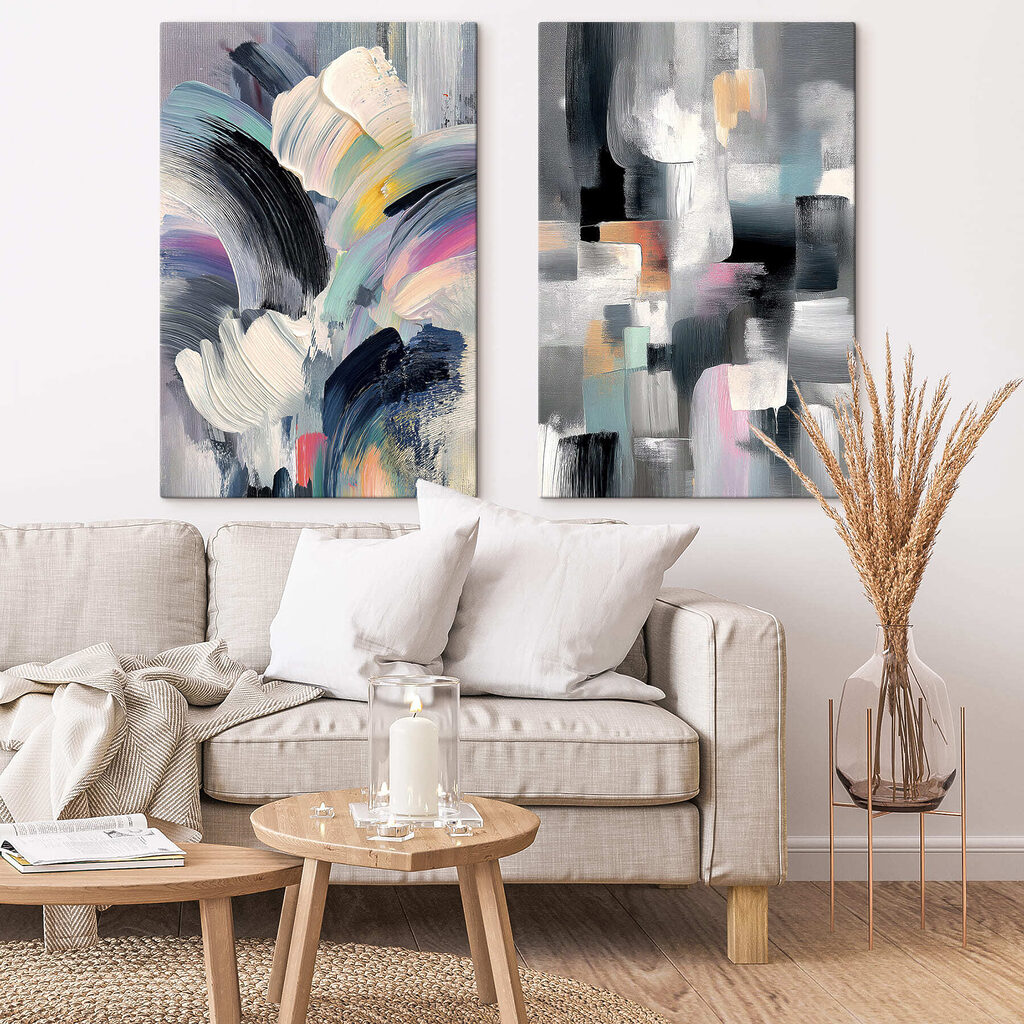 Kleurrijke krullen van creatieve expressie in een interieur