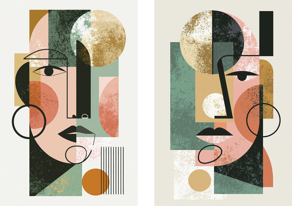 Een paar foto’s van het gezicht van een vrouw — volledig ontwerp