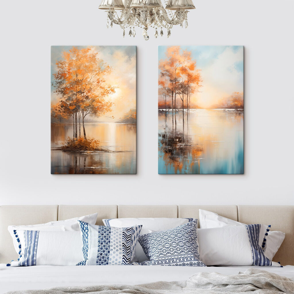 Schilderij van bomen in het water — interieur 1