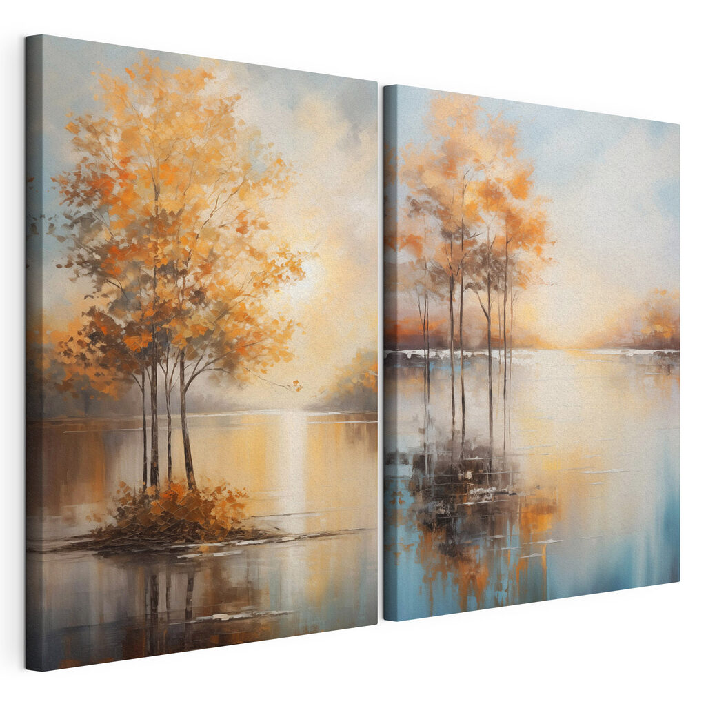 Schilderij van bomen in het water — productweergave