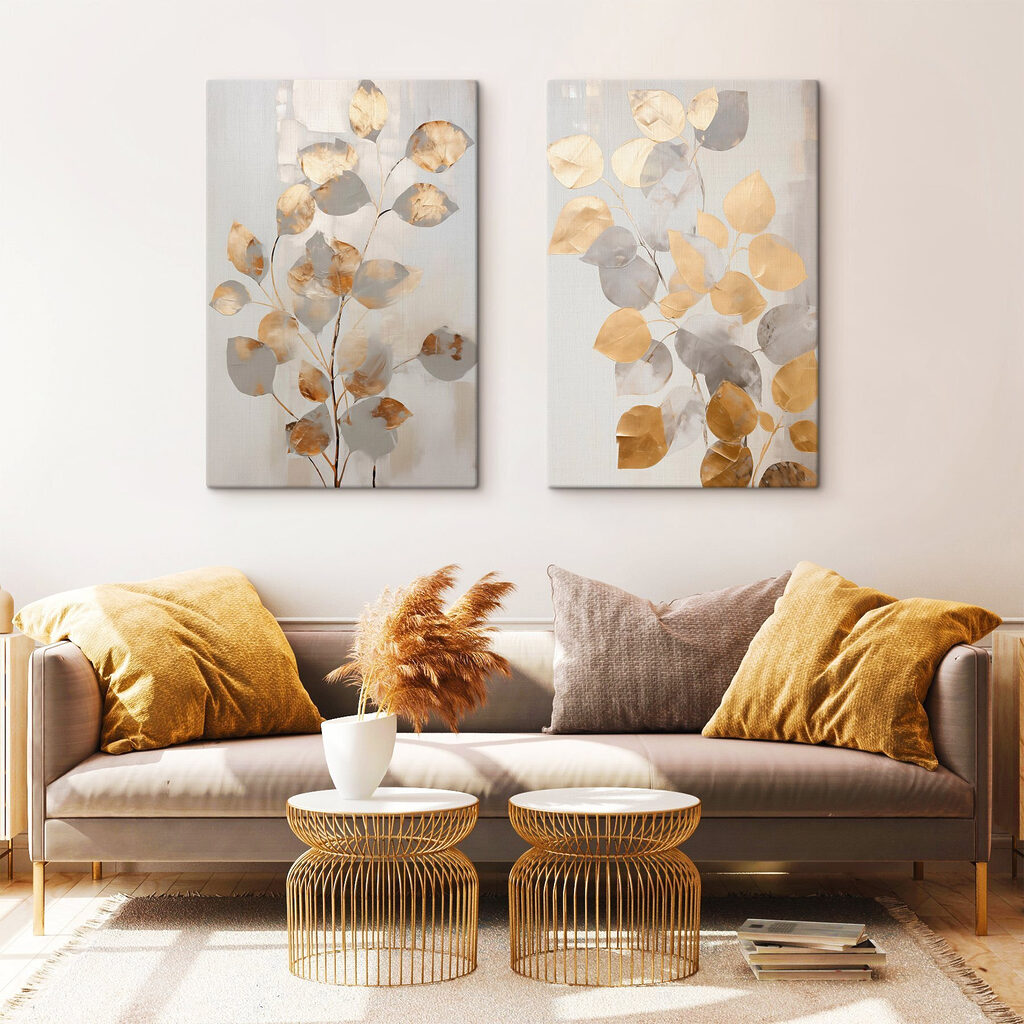 - Elegante bladeren in zachte tinten in een interieur