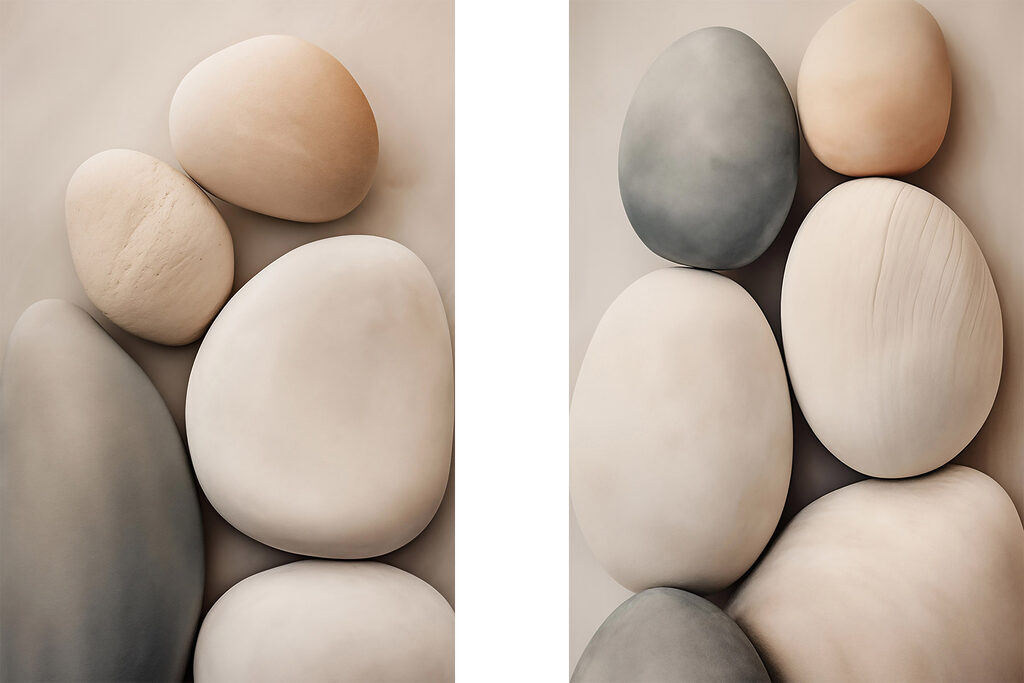Een groep witte en grijze eieren — volledig ontwerp