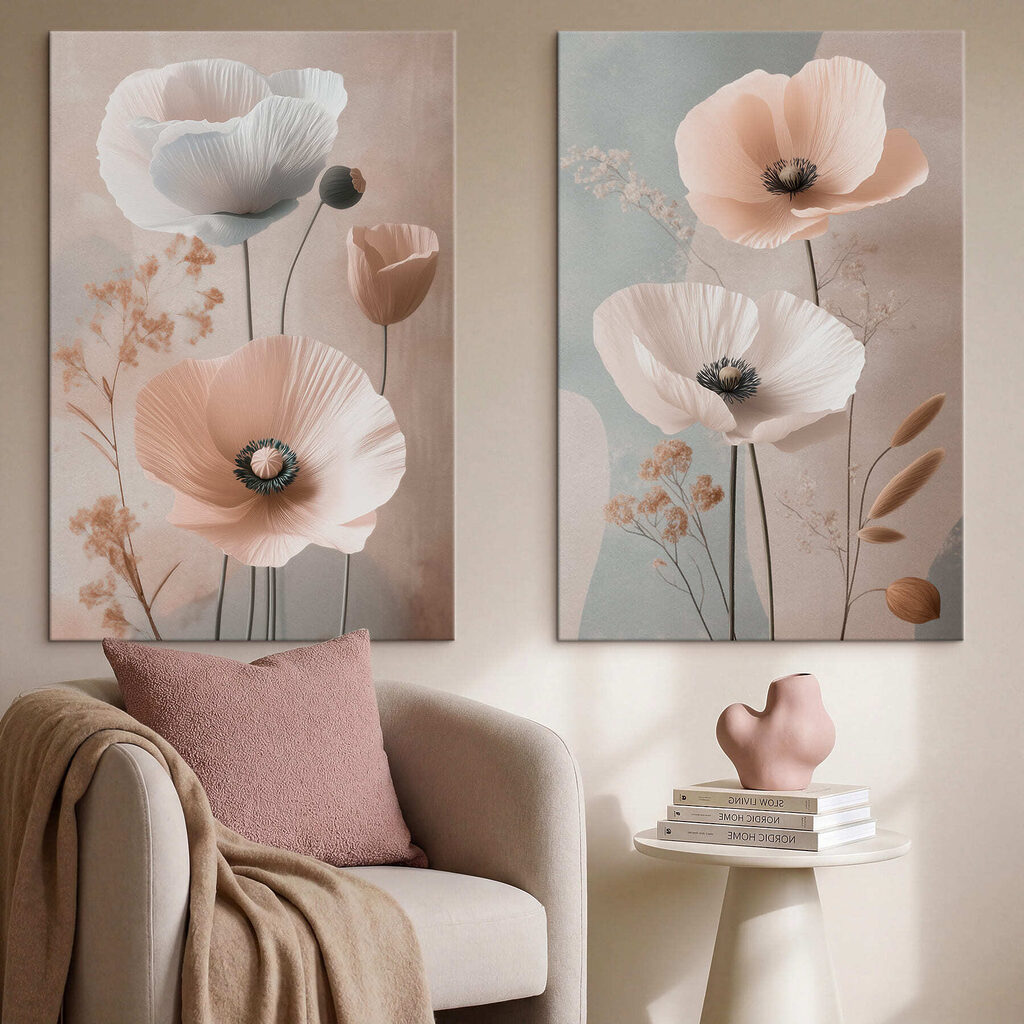 Bloemencollage in een interieur