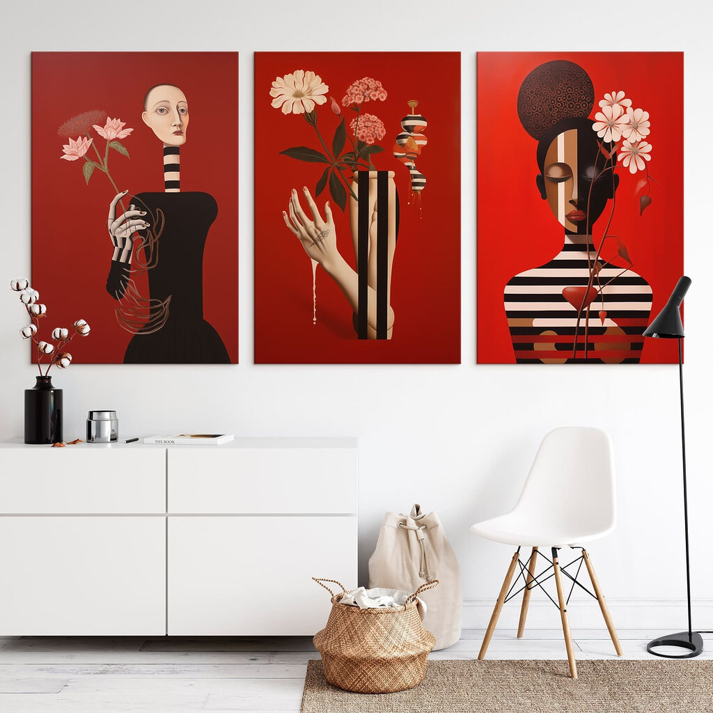 Bloemen en gestreepte figuren — interieur 2
