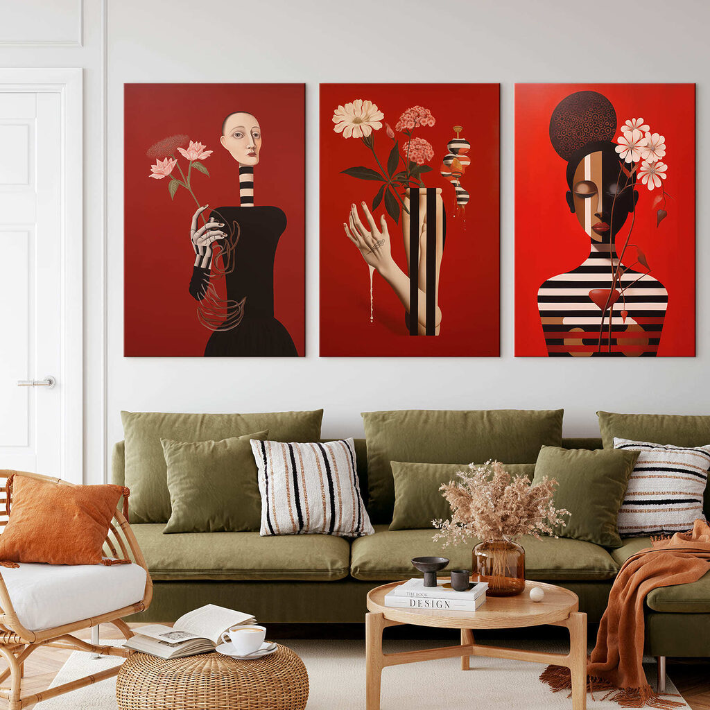 Bloemen en gestreepte figuren — interieur 3