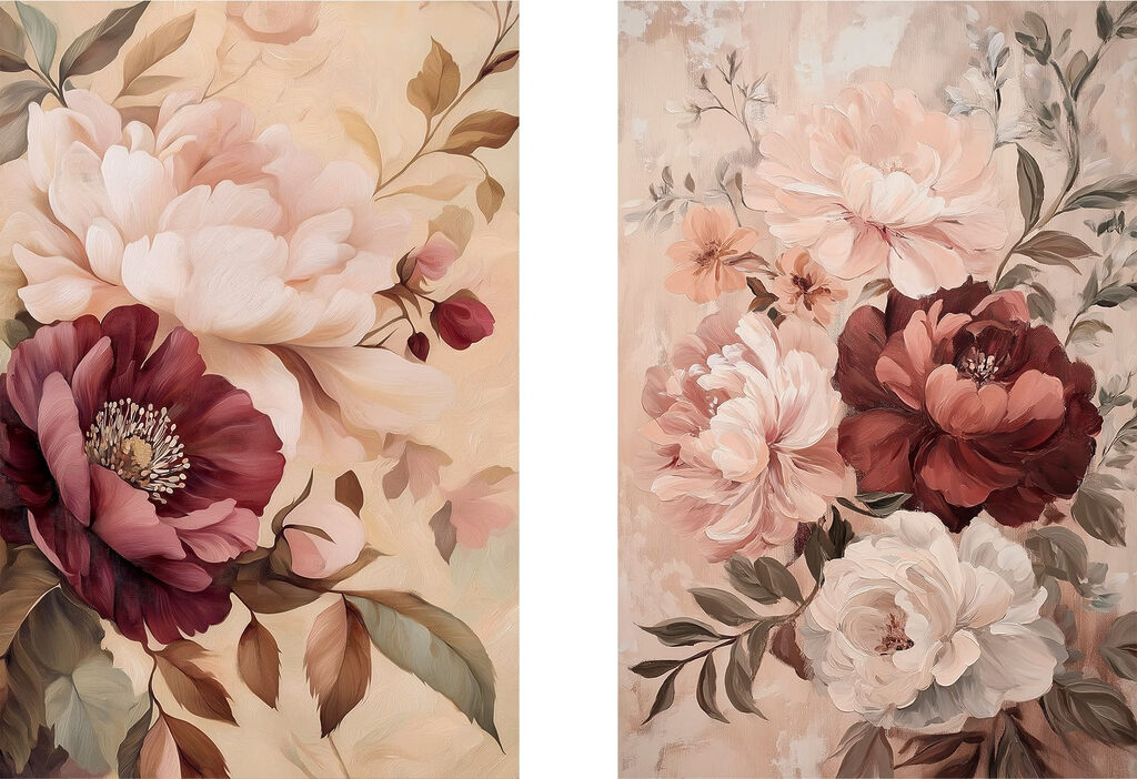 Verfijnde bloemen in zachte kleuren — volledig ontwerp
