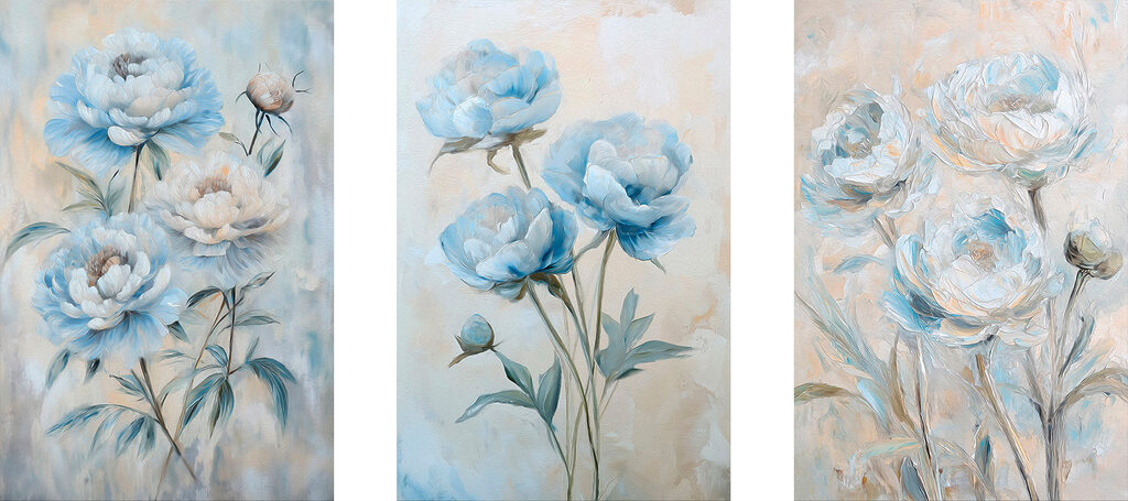 Verfijnde bloemen in zachte tinten — volledig ontwerp