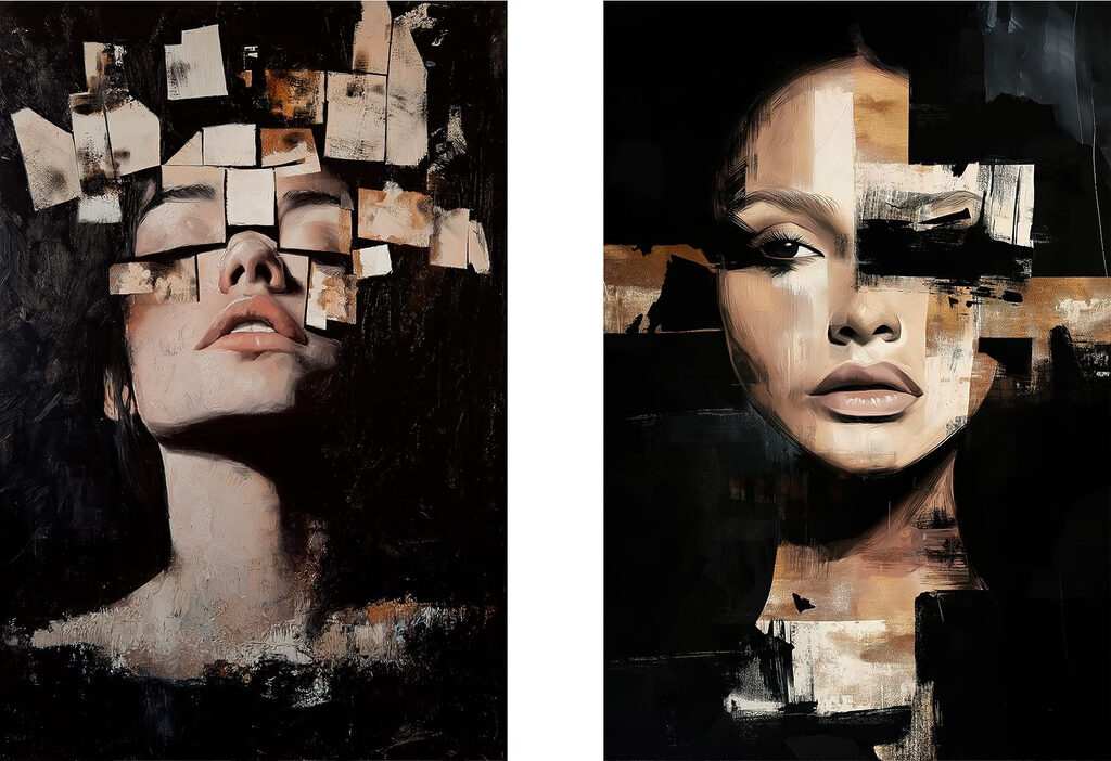 Collage van het gezicht van een vrouw — volledig ontwerp