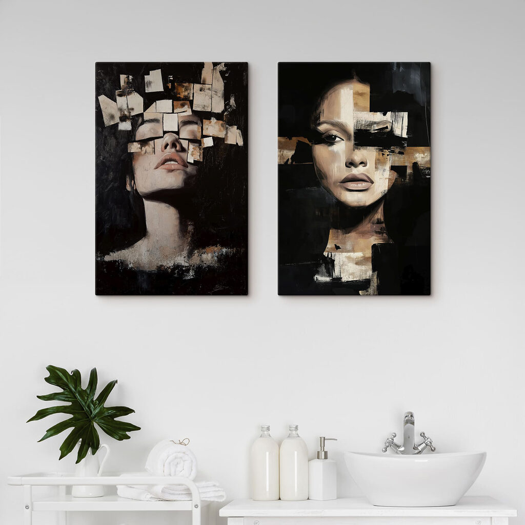 Collage van het gezicht van een vrouw — interieur 2